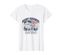Mont Rushmore Président USA Drapeau Souvenirs Dakota du Sud T-Shirt Graphique avec Valeur, Femme, Blanc, S