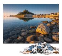 Mont Saint-Michel Puzzles en Bois Adultes 500 Pièces Jeux Éducatifs Cadeaux d'anniversaire pour Family Games DécoRation Intérieure Relaxation Et Sagesse 500pcs (52x38cm)