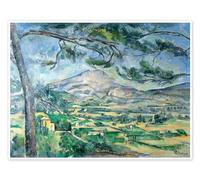 Mont Sainte-Victoire avec grand pin Poster de Paul Cézanne 130 x 100 cm Vert Tableaux Décoration murale