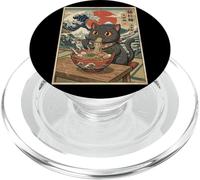 Mont Ukiyo-e Wave Art Mont Fuji Japon Chat Noir PopSockets PopGrip pour MagSafe