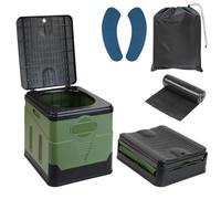 Montafox Toilette Portable Camping Max 150 kg Toilettes Mobiles WC Toilettes Pliables Sèches Séparées 12 Sachets Stables - Couleur:Vert/Noir