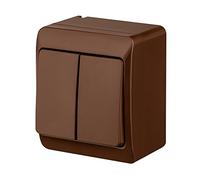 Montage En Saillie Double Double Lumière interrupteur Interrupteur 10 A 230 V IP44 couleur Marron Hermes