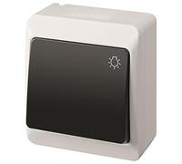 Montage En Saillie simple bouton poussoir lumineux 10 A 230 V IP44 couleur blanc/noir Hermes