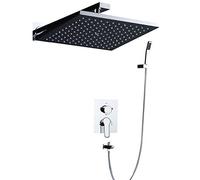 Montage Mural 10Inch Rainfall Square Pommeau De Douche Avec Bras De Douche Tuyau De Douche Mur Monté Air Injection Pluie Pomme De Douche Ensemble