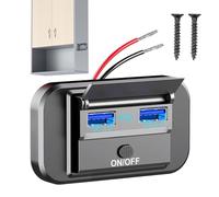Montage mural 12 V de RV USB, moto QC3.0 USB CHARGER FAST 2 ports DC 12-24 V | Panneau de prise de chargeur rapide de 66 W, sortie de chargeur de téléphone RV pour moto automobile mari