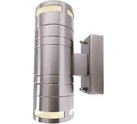 Montage mural lampe zilly ii up & down, 35 w, 2 x gu10, 220?240 v, ip44, acier inoxydable, argent classe defficacité énergétiqu Argent G