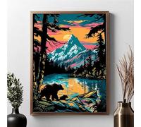 Montagne 5D DIY Diamond Painting Paysage Peinture Diamant Adulte, DIY Broderie Diamant Strass Cristal Point de Croix Painting pour Adultes, Murale Cadeau Décoration Lntérieur (60x80cm) JPF 0-J