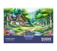 Montagne Campagne Puzzles 1000 Pièces pour Adultes, Puzzle 1000 Pièces Chalet Cadeaux De Puzzle Impossible 38x26cm/1000pcs