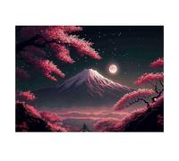 Montagne Cerise Lune 1000pcs Mini Puzzle pour Famille Difficile | 52x38cm Carton Décor Salon Structure Durable Cadeau Anniversaire Soulagement Du Stress