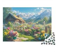 Montagne Cottage Jardin Puzzle 1000 Pièces en Carton Épais Et Robuste, Jeu De Puzzle Brain Training Puzzle pour Une Alternative Aux Jeux De Société, Souvenir De Vacances 38x26cm/1000pcs