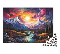 Montagne Coucher Paysage Puzzle 1000 Pièces en Carton Épais Et Robuste, Jeu De Puzzle Brain Training Puzzle pour Une Alternative Aux Jeux De Société, Souvenir De Vacances 38x26cm/1000pcs