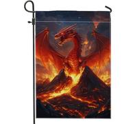 Montagne De Feu Du Dragon Épique Drapeau Décoratif Drapeau De Jardin Couleurs Vives Garden Flag Pour Célébrations Bar Maison 30X45Cm