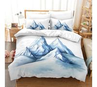 Montagne de neige 3 Pièces Parure De Lit 3D En Microfibre Avec Housse De Couette Et Taies D'oreiller Simplicité Housses De Couettes Avec Fermeture Éclai Pour Adultes Et Enfants Double（200x200cm）