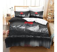 Montagne de neige 3D Housse De Couette Avec Taies D'oreiller Parure De Avec Fermeture Éclair Parure Simplicité Housses De Couettes Microfibre 3 Pièces Pour Garçon Et Adolescent King（220x240cm）