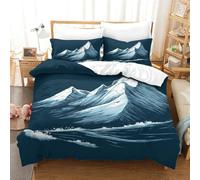 Montagne de neige 3D Housse De Couette Avec Taies D'oreiller Parure De Avec Fermeture Éclair Parure Simplicité Housses De Couettes Microfibre 3 Pièces Pour Garçon Et Adolescent Double（200x200cm）