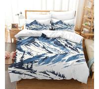 Montagne de neige Parure De Avec Housse De Couette 3D Avec Fermeture Éclair En Microfibre 3 Pièces Simplicité Housses De Couettes Avec Taies D'oreiller Pour Adultes Et Enfants King（220x240cm）