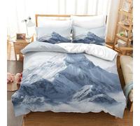 Montagne de neige Parure De Lit Microfibre Housse De Couette 3D Print Avec Fermeture Éclai Simplicité Housses De Couettes 3 Pièces Avec Taies D'oreiller Pour Adultes Et Enfants King（220x240cm）