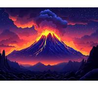 Montagne Diamond Painting Adulte Grand Format, Diamond Painting Volcan Peinture Diamant 5D Crystal Art Activite Manuelle Art Set Broderie Point de Croix pour Decoration Maison 90x70 cm -lsy25010UB