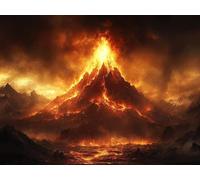 Montagne Diamond Painting Adulte Grand Format, Diamond Painting Volcan Peinture Diamant 5D Crystal Art Activite Manuelle Art Set Broderie Point de Croix pour Decoration Maison 30x20 cm -lsy2501024