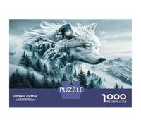 Montagne du Loup des neiges 1000 Pièces Puzzle Classique Majesté Sauvage de l'Arctique Pack Voitureton Solide - DIY Familial Amusant, Belle Déco, Cadeau D’Anniversaire Parfait pour 70x50cm/1000pcs