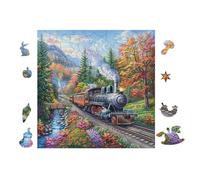 Montagne du Train à Vapeur Vallée 100 Pièces Puzzle Expert Confirmé en Carton sans Déformation Très Difficile Décoration Murale Collection Cadeau Fête des Pères Premium 28x28cm