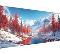Montagne enneigée Diamond Painting Adulte, 5D Diamond Painting forêt Motif avec Carré Full Drill Toile 40 x 90 cm, DIY Diamant Point de Croix Broderie Kit Complet Accessoires, Decoration Murale L1-419
