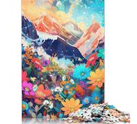 Montagne enneigée Puzzles en Bois 500 Pièces Adultes Jeu De Défi Familial Cadeaux d'anniversaire pour Décoration Intérieure Jeux ÉduChatifs Stress Relief 500pcs (52x38cm)