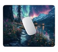 montagne enneigée sous l'aurore boréale Tapis de Souris Petit 42x35 cm V452