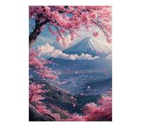 Montagne Fleurs de Cerisier 1000 Pièces Mini Puzzle pour Adultes | 38x26cm Carton, Décoration de la maison, Coupe précise, Cadeau d'anniversaire, Détente mentale