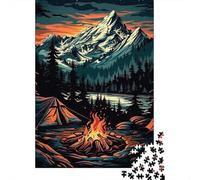 Montagne Forêt Camp Puzzle, 1000 Pièces Œuvre d'art Papier Épais | 70x50cm Réduction Du Stress, Décoration Intérieure, Passe-temps Intellectuel, Papier, Cadeau Anniversaire