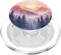 Montagne Forêt Lever du Soleil Aquarelle Nature Paysage Art PopSockets PopGrip pour MagSafe