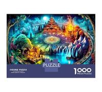 Montagne Neige Cité Sacrée Puzzle 1000 Pièces Classique Espace Psychédélique pour Adultes Développement Cognitif & Logique Carton Recyclé Pause Bureau Loisir Intérieur 38x26cm