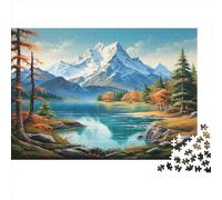 Montagne Neige Puzzle 1000 Pièces Jouet en Bois Cadeau Unique De l'art De La Décoration Lacs forêt Challenge Toy Adultes Et Enfants À Partir De 14 Ans 1000pcs (75x50cm)