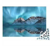 Montagne Northern Lights 1000 Pièces Carton Épais Jeu De Puzzle Senior Jigsaw Enthusiastes Décompression Concentration Décoration Murale 70x50cm/1000pcs