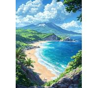 montagne Peinture Diamant 5D Adulte Kit Complet, Broderie Diamant Kit Complet Débutant La côte, Diamond Painting, Loisirs Créatifs pour Femme Cadeau Noël, Décoration Murale Maison Salon 40x50cm qo-785