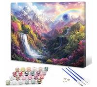 Montagne Peinture par Numéro Adulte Enfants Débutants, Peinture Numero Adulte Automne Bricolage Paint by Numbers sur Toile Kit de Complet, pour Décoration Maison Cadeau 50x70 cm Sans Cadre Y3-266