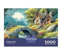 Montagne Printemps 1000 Piece Sustainable Board Pont Maison Mindfulness Puzzle for Adults Lettered Back Pieces Relaxation Activity Anti-Glare 70x50cm/1000pcs