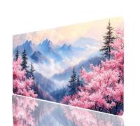 Montagne Tapis de Souris Fleurs de Cerisier Imperméable Tapis de Souris XXL 100x50x0.3cm, Gaming Mouse Pad Améliorer la Précision et la Vitesse, Mouse Pad pour Bureau Gamer Clavier sans Fil JXL-1177
