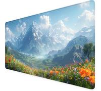 Montagne Tapis de Souris XXL 600 x 300 mm, Vert Tapis Souris Gamer avec Base Anti-Dérapage, Bords Cousus Design, Imperméable Mouse Pad pour Gaming Accessoire Bureau, Decoration Maison, Cadeau 5g-12Y