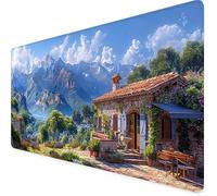 Montagne Tapis de Souris XXL 800 x 400 mm, Bleu Tapis Souris Gamer avec Base Anti-Dérapage, Bords Cousus Design, Imperméable Mouse Pad pour Gaming Accessoire Bureau, Decoration Maison, Cadeau 5j-17F
