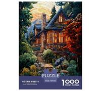 Montagne Village Cottage Puzzles 1000 Pièces Cadeau Unique Jeu Éduchatif Challenge Toy À De Qualité Supérieure Peinture Art pour Adultes Enfants 70x50cm/1000pcs