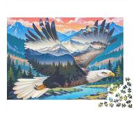 Montagne Volante Aigle 1000 Pièces Carton Épais Jeu De Puzzle Senior Jigsaw Enthusiastes Décompression Concentration Décoration Murale 38x26cm/1000pcs