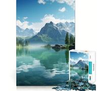 Montagnes au Bord d'un lac Puzzle Difficile pour Adultes, 1000 pièces Think Toy Paisible et Amusant Découpe Nette Pièce d'art de qualité (38x52cm)