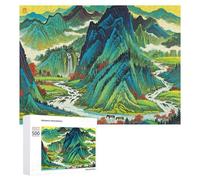 Montagnes Chinoises Puzzles 500 pièces Chevaux Puzzle en Bois DIY,Puzzle Impossible Puzzle pour Adulte pour Couple