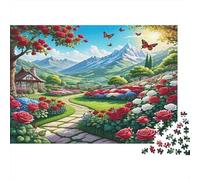 Montagnes de Roses Puzzles 1000 Pièces Papier recyclé pour Adultes Puzzle pour Adultes Jeu Familial Amusant et Stimulant Excellente idée Cadeau pour la décompression 38x26cm/1000pcs