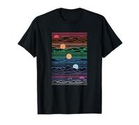 Montagnes du coucher du soleil, lignes géométriques esthétiques rétro, nostalgie T-Shirt