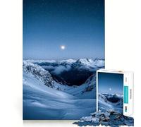 Montagnes enneigées sous Un Ciel étoilé Puzzle de 1000 pièces pour Adultes Jeu de réflexion et de renforcement des Liens familiaux Découpe de précision Cadeau créatif (38x26cm)