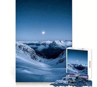 Montagnes enneigées sous Un Ciel étoilé Puzzle de 1000 pièces pour Adultes Jeu Intelligent et Relaxant Cadeau précieux (38x52cm)