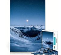 Montagnes enneigées sous Un Ciel étoilé Puzzle de 1000 pièces pour Adultes Jeu Intelligent et Relaxant Cadeau précieux (38x52cm)