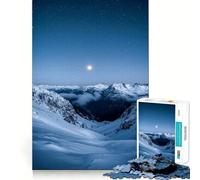 Montagnes enneigées sous Un Ciel étoilé Puzzle Difficile de 1000 pièces pour Adultes Jeu de réflexion Stimulant Détente Douce Découpe précise Cadeau mémorable (50x75cm)